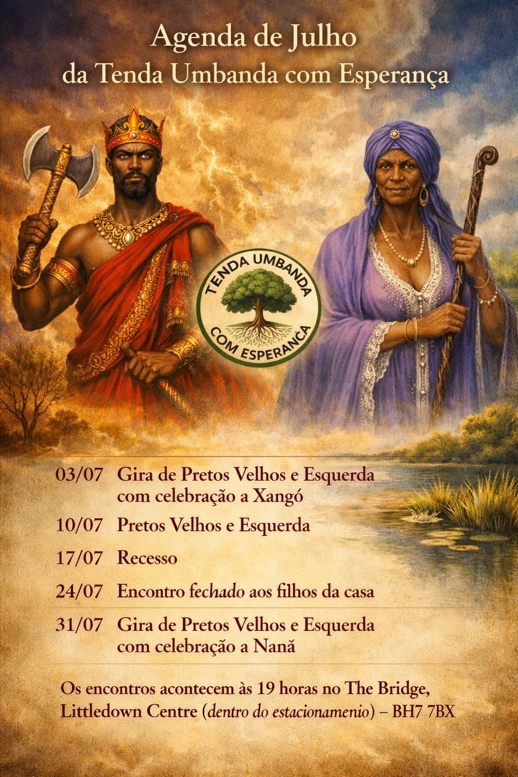 Calendário de atividades do mês